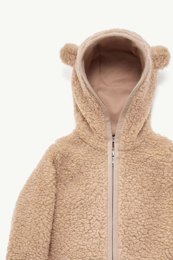 MONCLER Felpa zippata con cappuccio - beige
