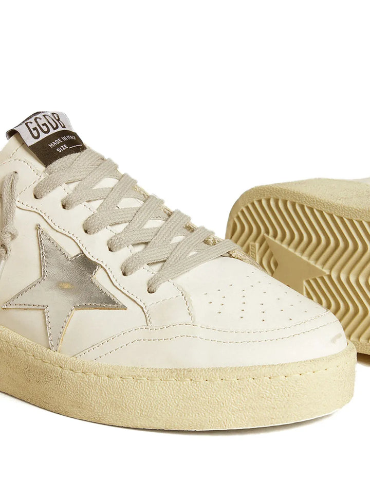 GOLDEN GOOSE Ballstar 2 leather upper and spur-bianco/argento