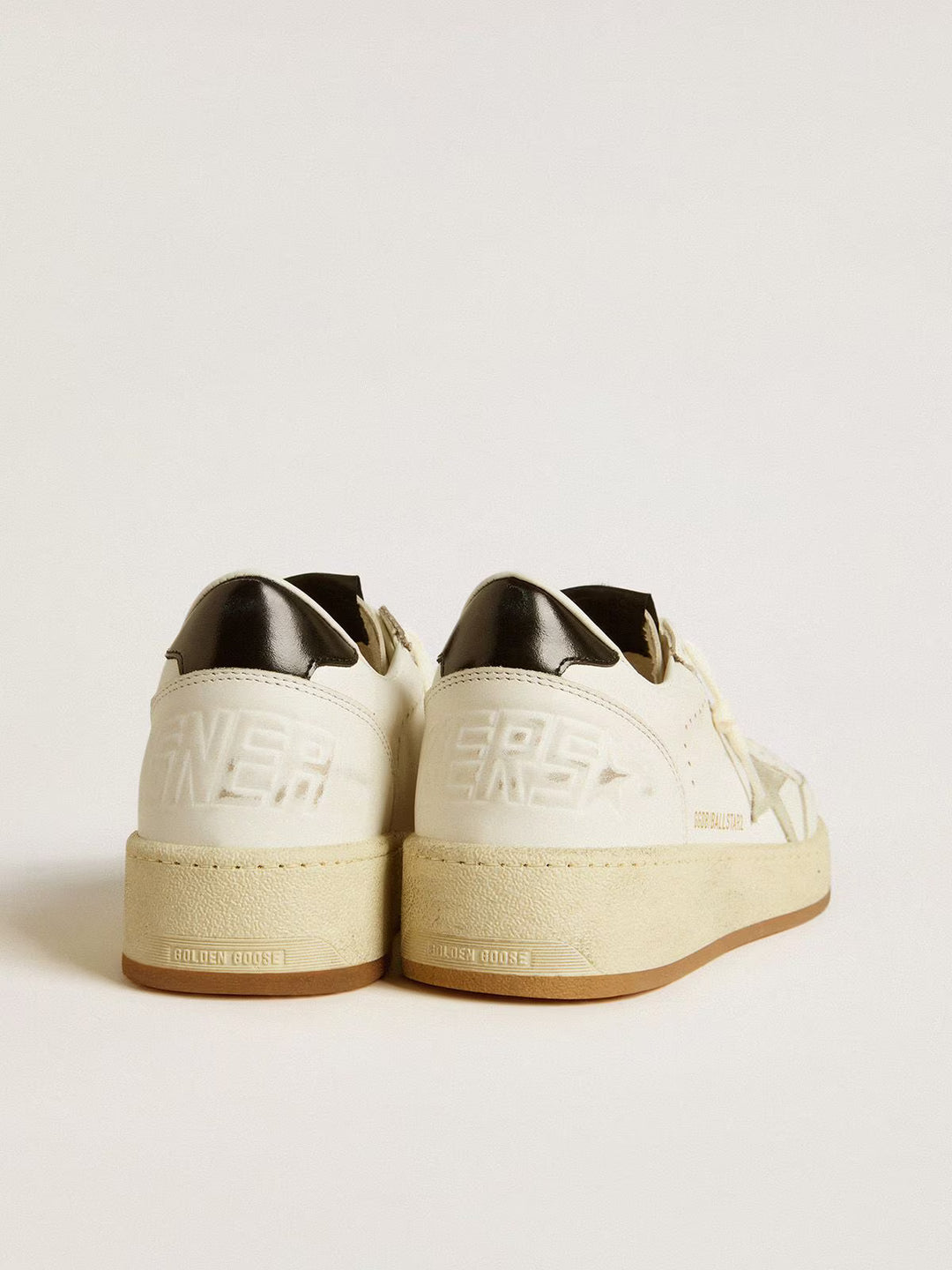 GOLDEN GOOSE Ballstar 2 leather upper and spur-bianco/ghiaccio/nero