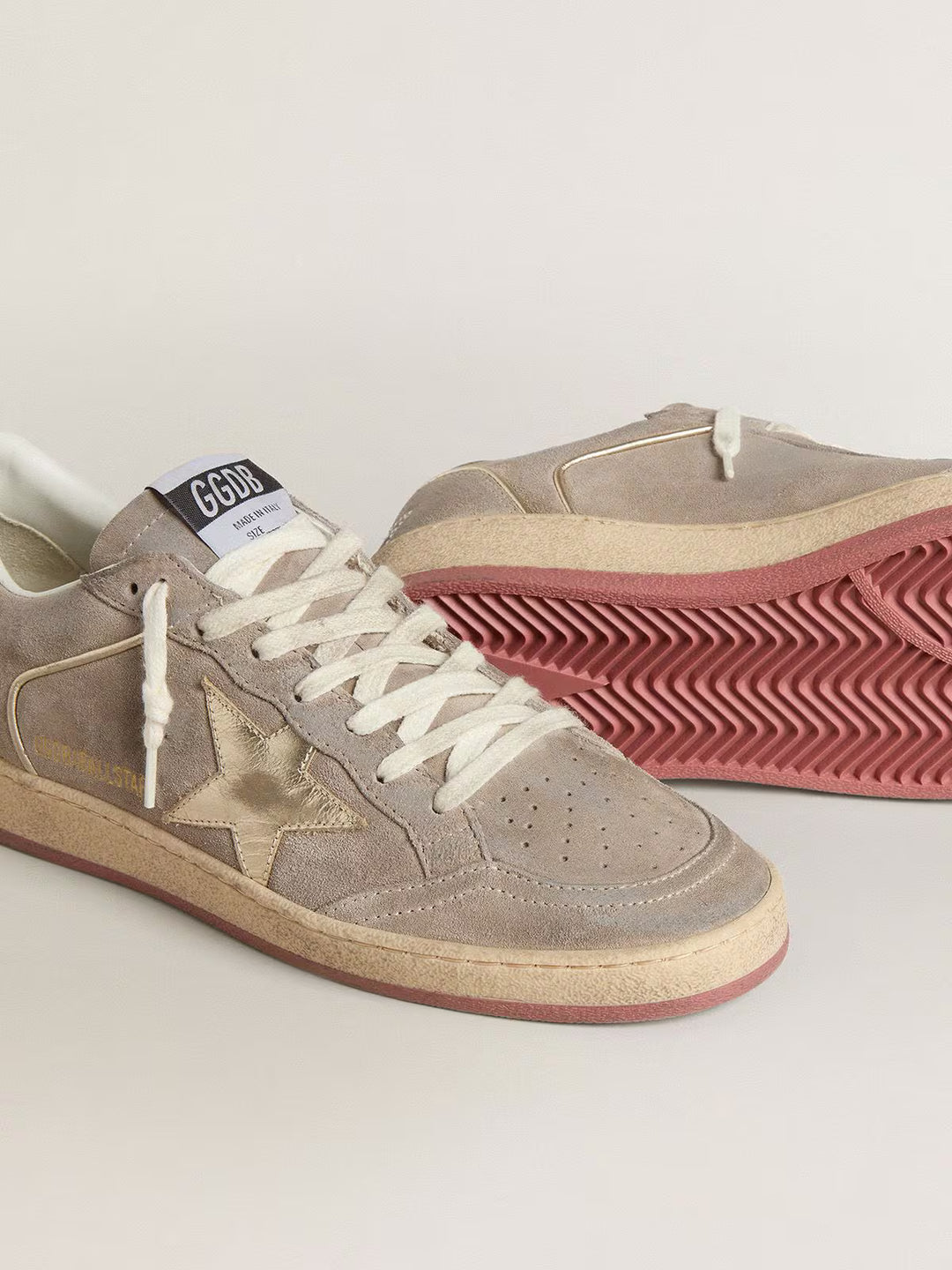 GOLDEN GOOSE Ballstar suede upper toe and spur with pearls laminated star leather heel