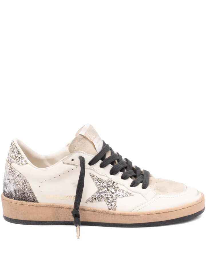 GOLDEN GOOSE Ballstar leather upper suede tongue glitter star spur and heel