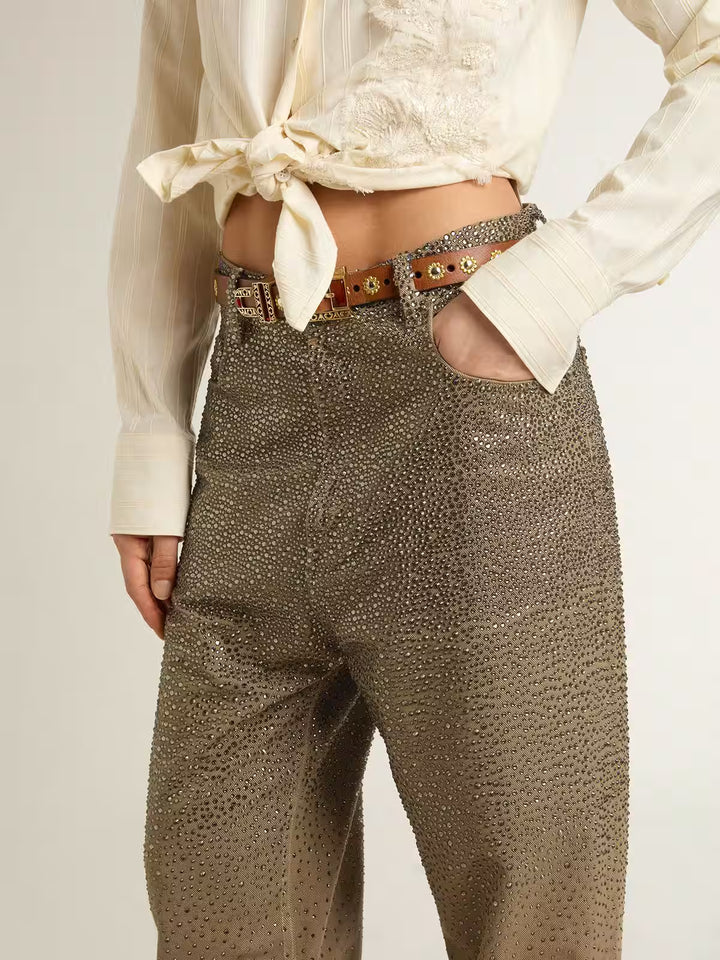 GOLDEN GOOSE Pantaloni Cristalli - Kaki