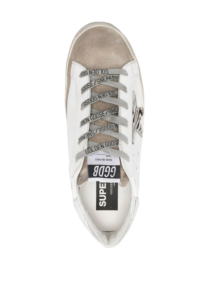 GOLDEN GOOSE Super star leather upper suede-bianco/zebrato/argento