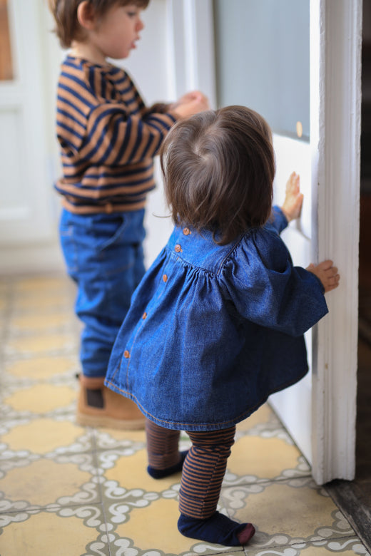 1+INTHEFAMILY Pantaloni a righe - Marrone