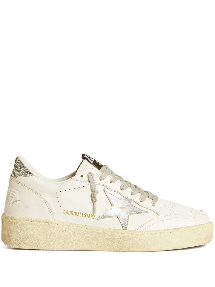 GOLDEN GOOSE Ballstar 2 leather upper and spur-bianco/argento