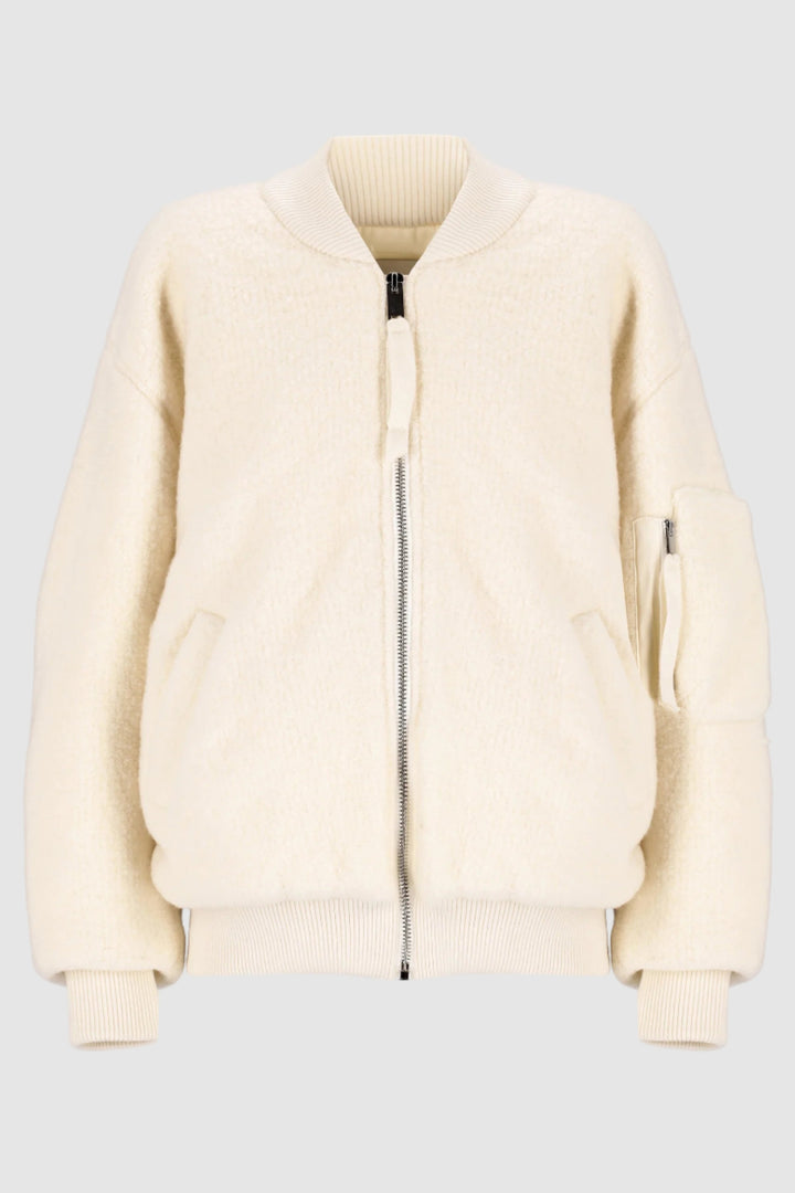 LANEUS Bomber in lana - Bordeaux/Crema