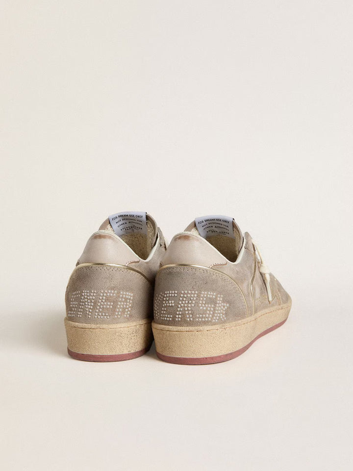 GOLDEN GOOSE Ballstar suede upper toe and spur with pearls laminated star leather heel
