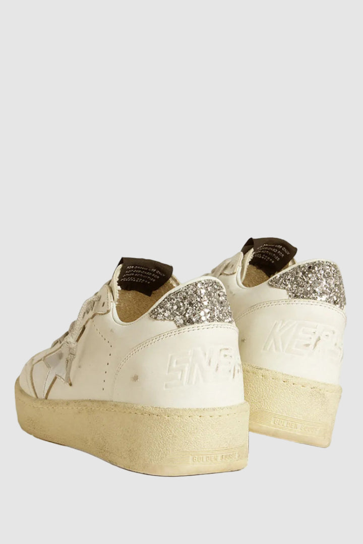 GOLDEN GOOSE Ballstar 2 leather upper and spur-bianco/argento