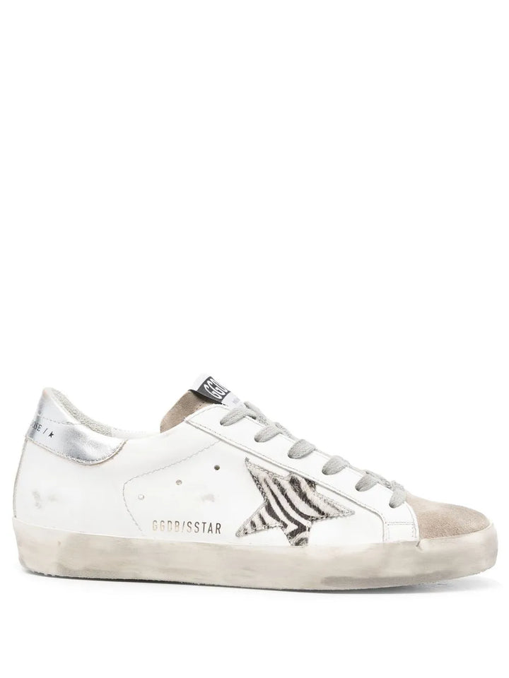 GOLDEN GOOSE Super star leather upper suede-bianco/zebrato/argento