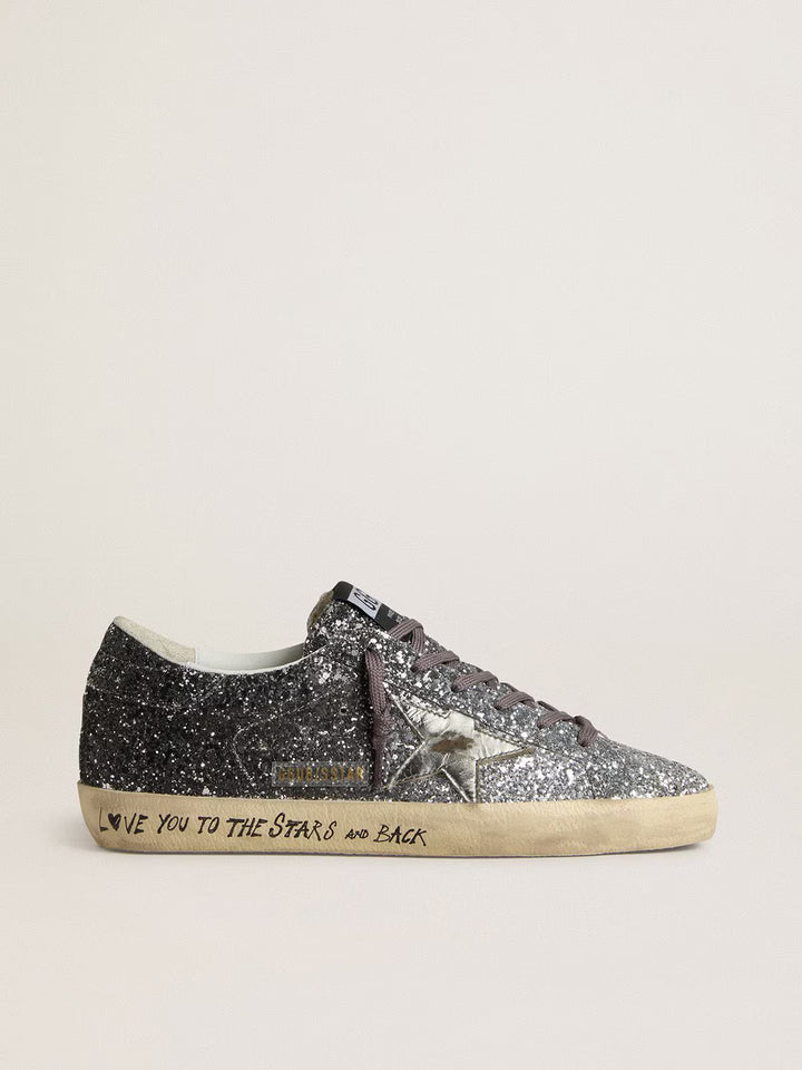 GOLDEN GOOSE Super-star classic with list glitter upper toe tongue heel laminated star