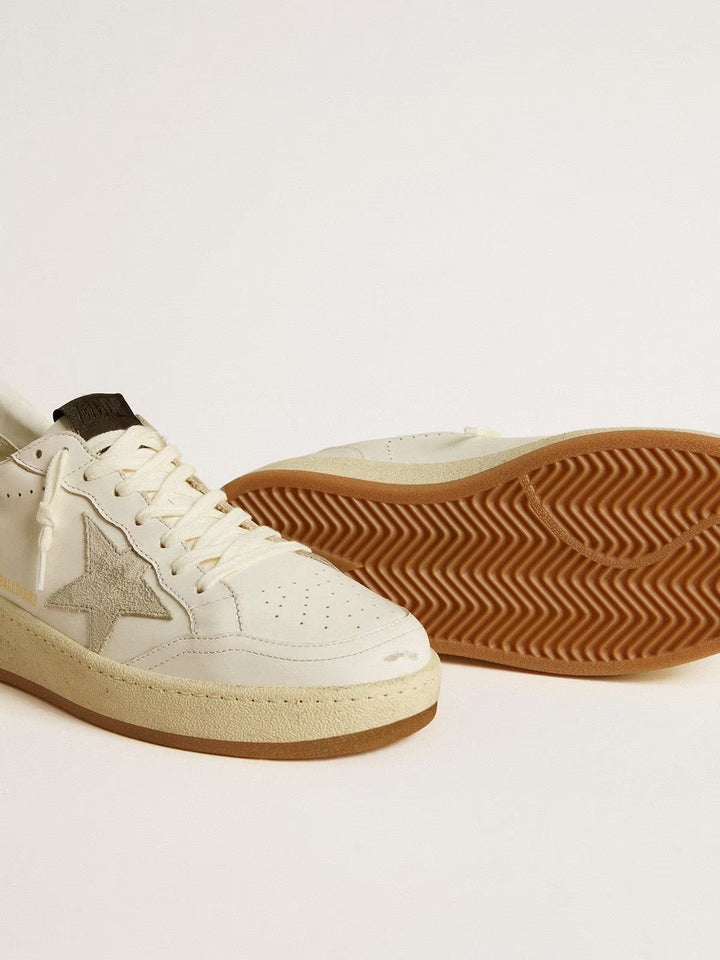 GOLDEN GOOSE Ballstar 2 leather upper and spur-bianco/ghiaccio/nero